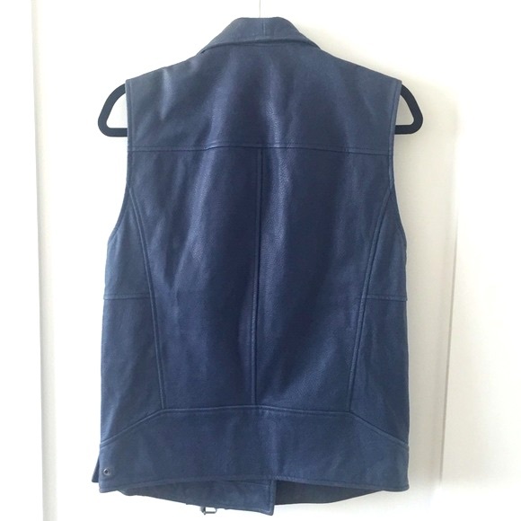 Helmut Lang Navy Leather Moto Vest P (fits S/M)NWT - Picture 4 of 4